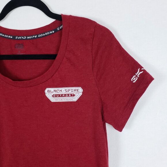 Star Wars Galaxy's Edge Black Spire Outpost T-Shirt Womens M Red Short Sleeve - Picture 2 of 8